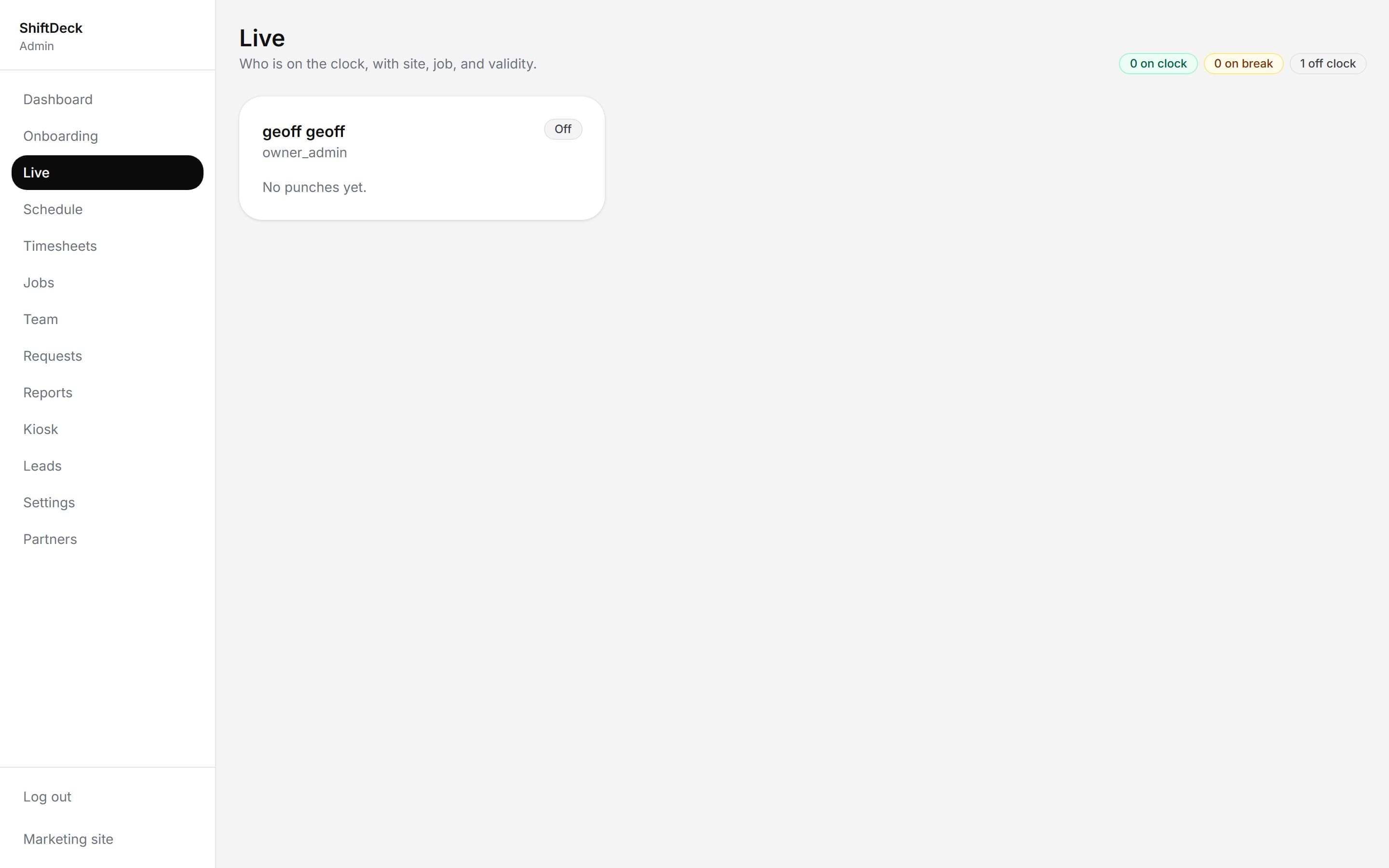Offline Time Tracking in action on ShiftDeck