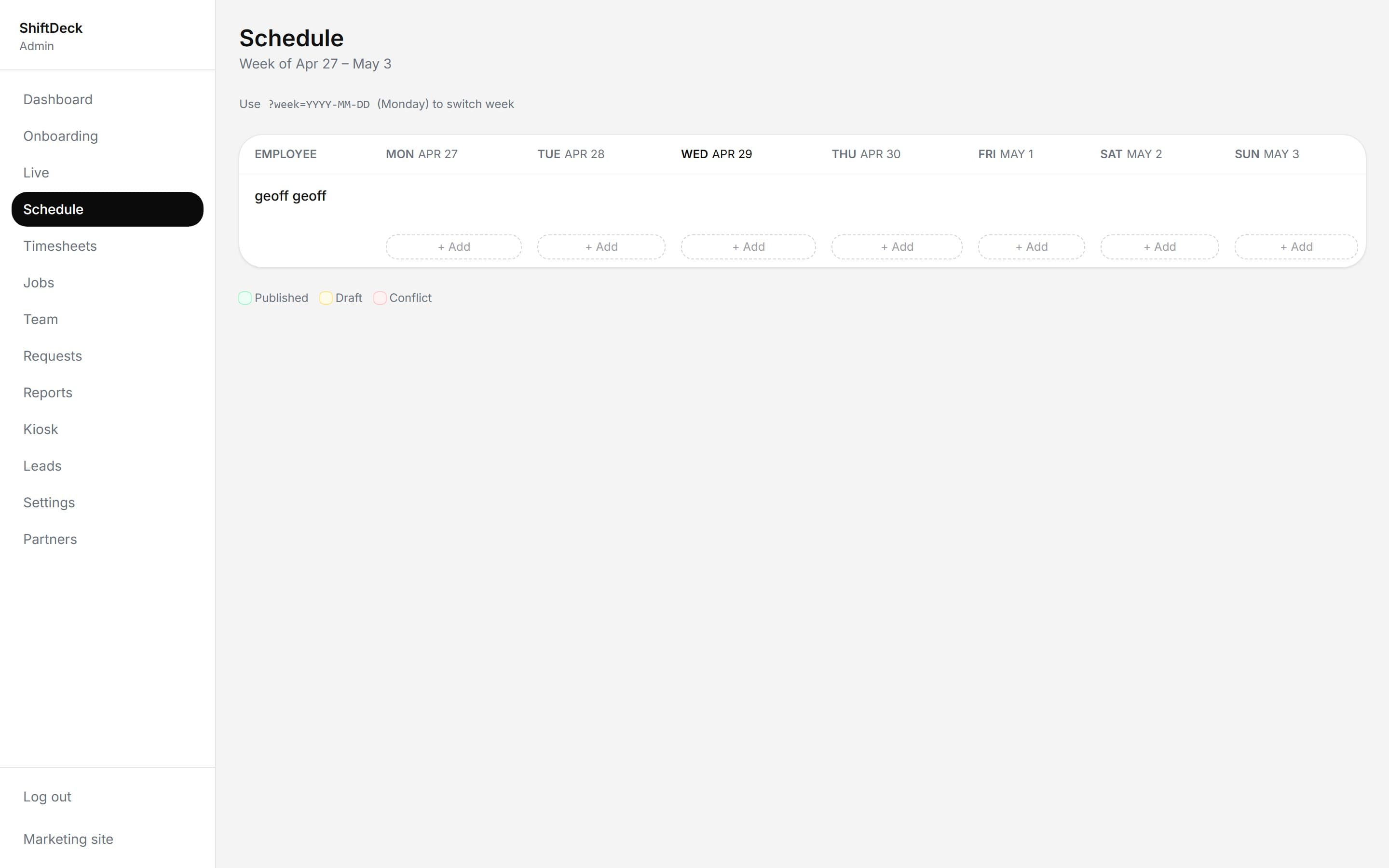 Manager adjusting a schedule block